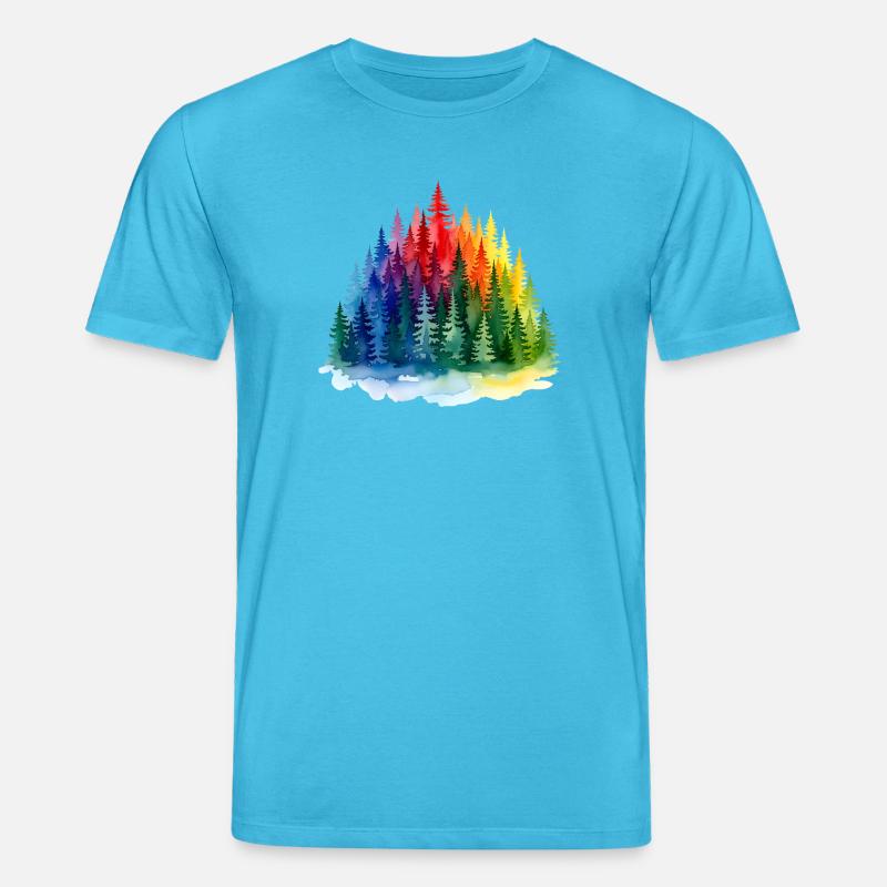 Regenbogenwald Silhouette Rainbow forest - Stanley/Stella Unisex Bio-T-Shirt CREATOR  - Aquablau