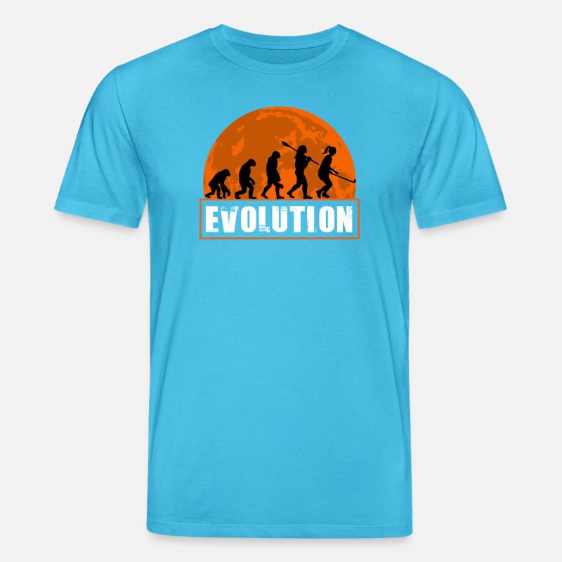 Field Hockey Evolution Silhouette Sunset - Stanley/Stella Unisex Bio-T-Shirt CREATOR  - Aquablau