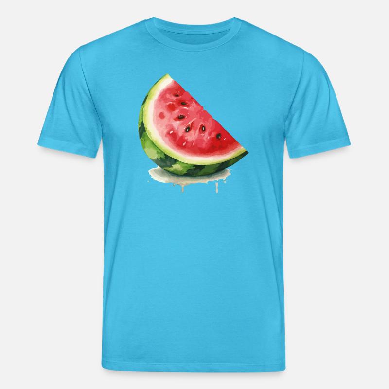 Tranche de pastèque à l’aquarelle - T-shirt bio CREATOR Stanley/Stella Unisexe - bleu aqua
