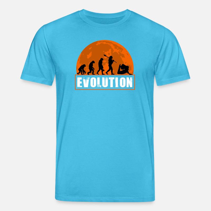 Yoga Evolution Silhouette Sunset Retro - T-shirt bio CREATOR Stanley/Stella Unisexe - bleu aqua