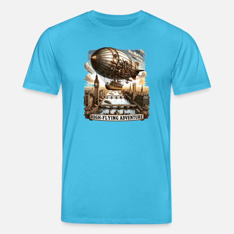 Hochfliegendes Luftschiff über Londons Horizont - Stanley/Stella Unisex Bio-T-Shirt CREATOR  - Aquablau
