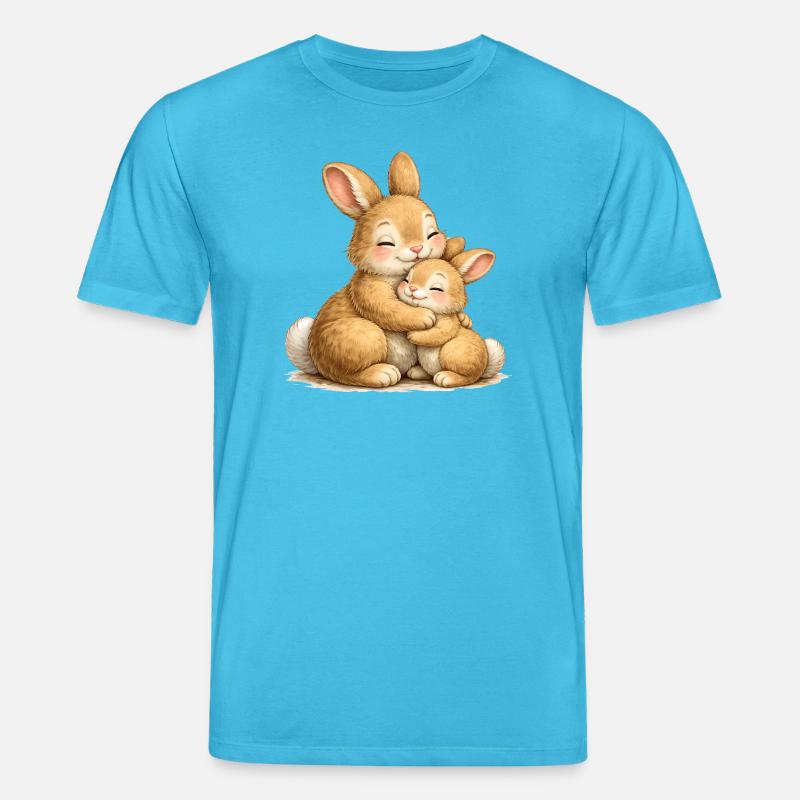 Deux lapins dans une étreinte affectueuse - T-shirt bio CREATOR Stanley/Stella Unisexe - bleu aqua
