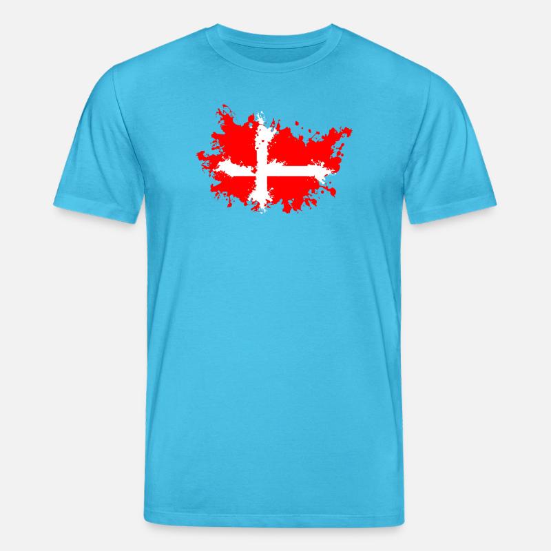 Drapeau éclaboussé du Danemark - T-shirt bio CREATOR Stanley/Stella Unisexe - bleu aqua