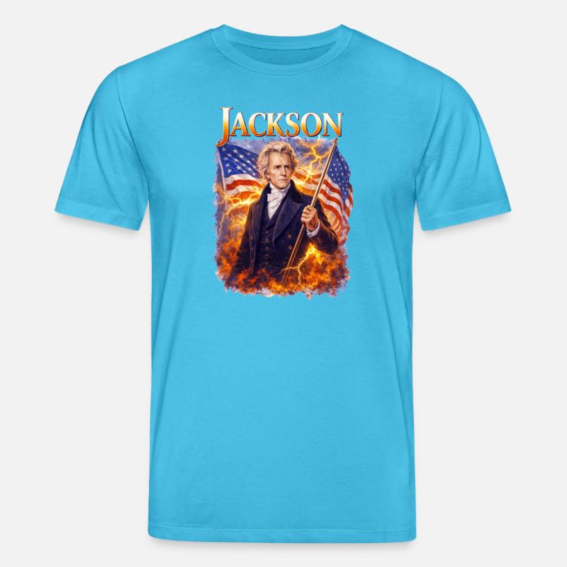 Jacksons Freiheitsheld mit Flagge - Stanley/Stella Unisex Bio-T-Shirt CREATOR - Aquablau