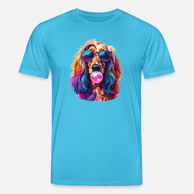 Pop-Art Afghanischer Windhund mit Bubblegum - Stanley/Stella Unisex Bio-T-Shirt CREATOR - Aquablau
