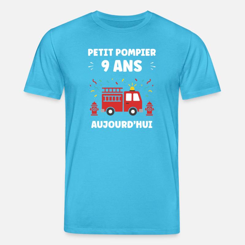 Pompier 9 ans Aujourd hui - T-shirt bio CREATOR Stanley/Stella Unisexe - bleu aqua