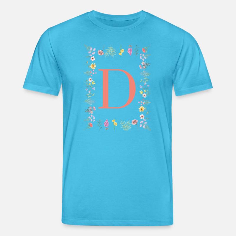 Florale Initialen "D", Buchstaben Monogramm  - Stanley/Stella Unisex Bio-T-Shirt CREATOR  - Aquablau