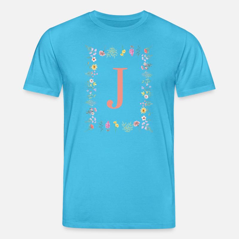 Florale Initialen "J ", Buchstaben Monogramm  - Stanley/Stella Unisex Bio-T-Shirt CREATOR  - Aquablau