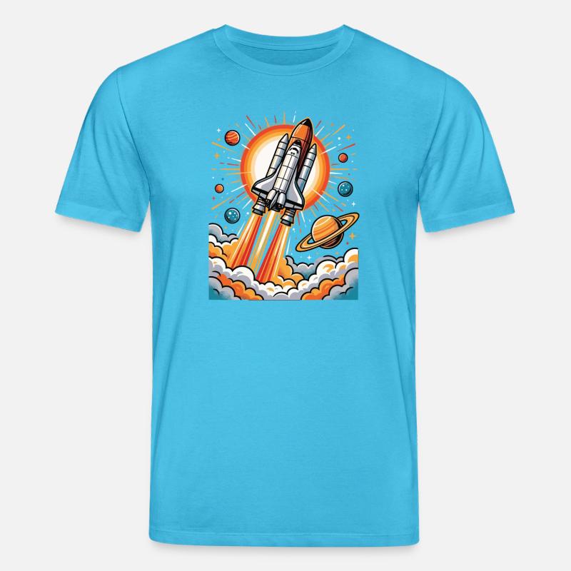 Explosion de fusée dans l’espace - T-shirt bio CREATOR Stanley/Stella Unisexe - bleu aqua