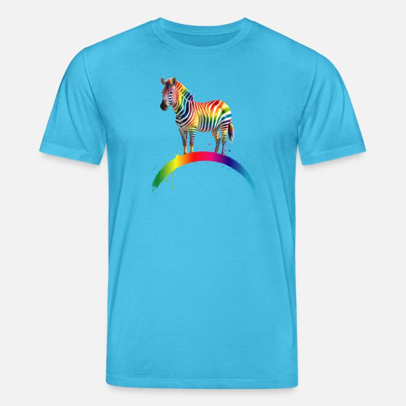 Rainbow Zebra Gradient Art Design - Stanley/Stella CREATOR Unisex Organic T-Shirt - aqua blue
