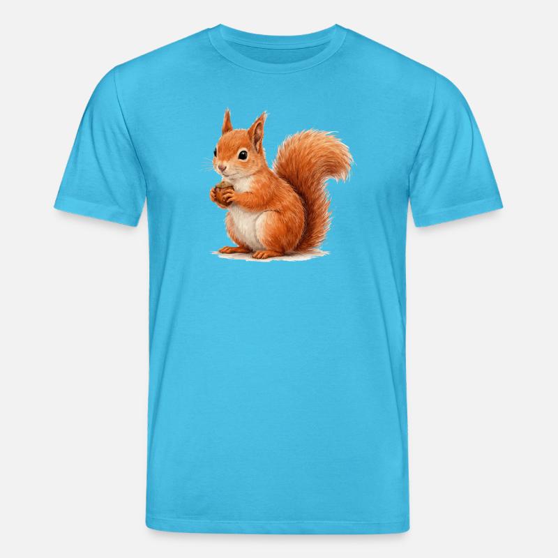 Eichhörnchen mit Eichel Illustration - Stanley/Stella Unisex Bio-T-Shirt CREATOR  - Aquablau