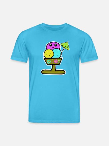 Bunter Eisbecher Eiscreme Eiskreme Eis - Stanley/Stella CREATOR Unisex Organic T-Shirt - aqua blue