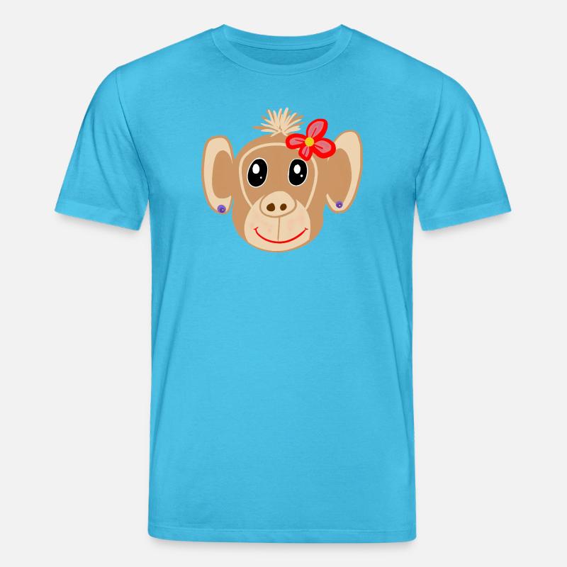 Affe Mädchen Affen Kinder - Stanley/Stella Unisex Bio-T-Shirt CREATOR  - Aquablau