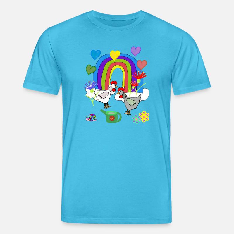 Kinder Fantasy Regenbogen Blumen Hühner  - Stanley/Stella Unisex Bio-T-Shirt CREATOR  - Aquablau