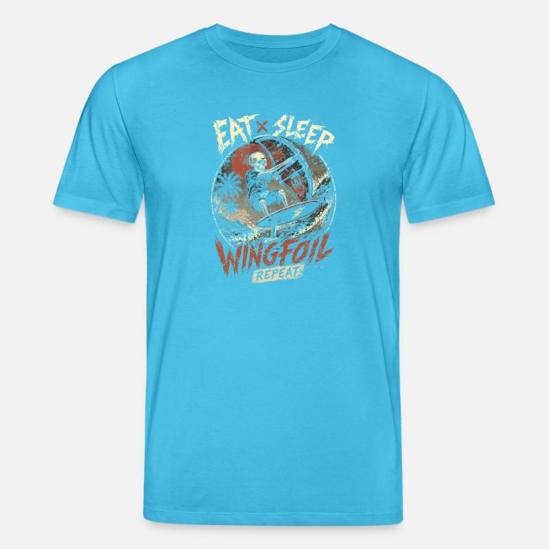 Wingfoil Skeleton Surf - Stanley/Stella Unisex Bio-T-Shirt CREATOR  - Aquablau