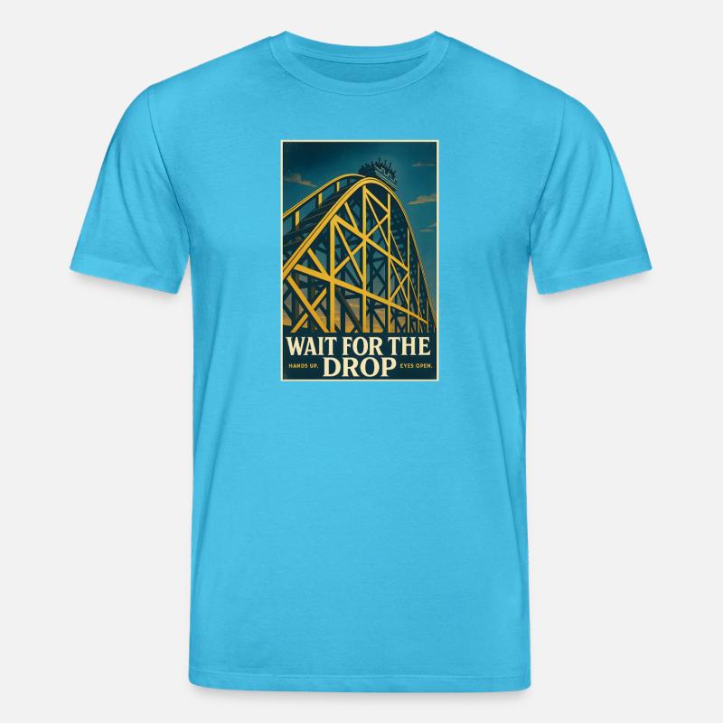Warte auf den Drop | Achterbahn Thrill - Stanley/Stella Unisex Bio-T-Shirt CREATOR  - Aquablau
