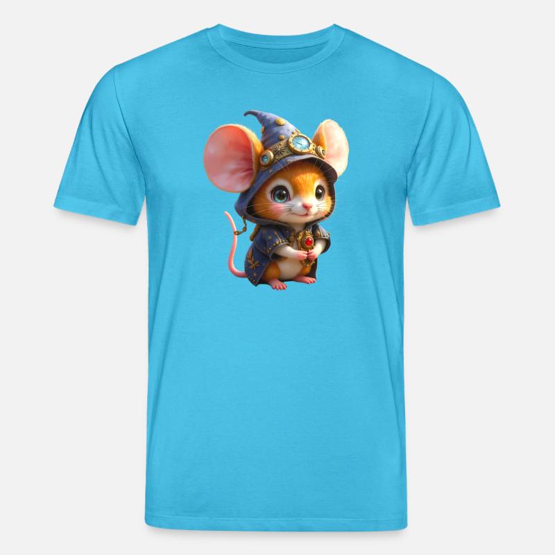 Blaue Steampunk-Zauberermaus - Stanley/Stella Unisex Bio-T-Shirt CREATOR  - Aquablau