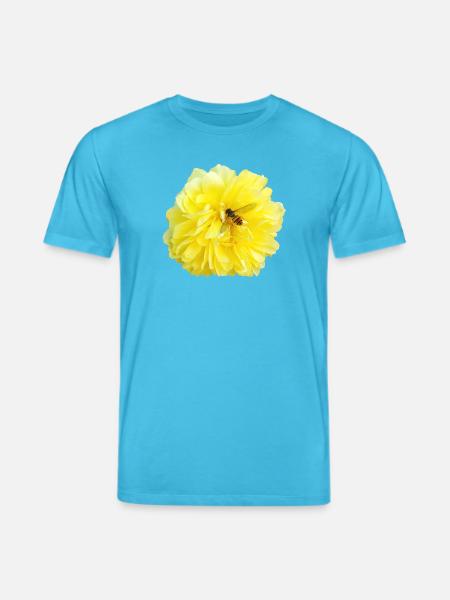 Yellow_Rose_-_Bee_Nature_Photography - Stanley/Stella CREATOR Unisex Organic T-Shirt - aqua blue