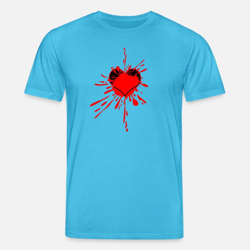 Rotes Herz-Splatterkunst - Stanley/Stella Unisex Bio-T-Shirt CREATOR  - Aquablau