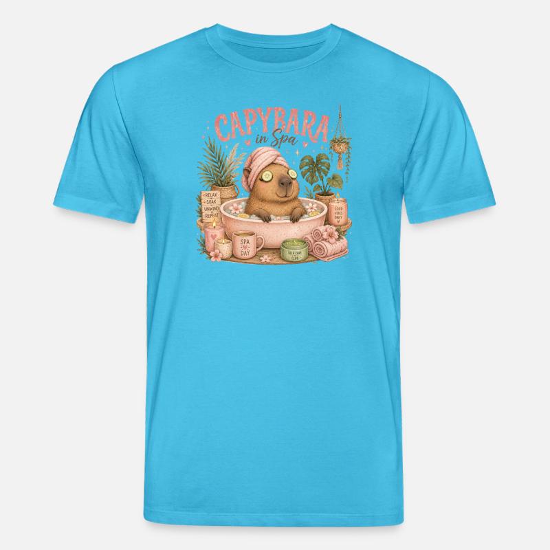Escapade Spa à Capybara - T-shirt bio CREATOR Stanley/Stella Unisexe - bleu aqua