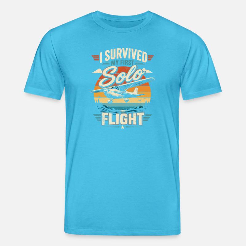 Ich überlebte meinen ersten Soloflug - Stanley/Stella Unisex Bio-T-Shirt CREATOR  - Aquablau