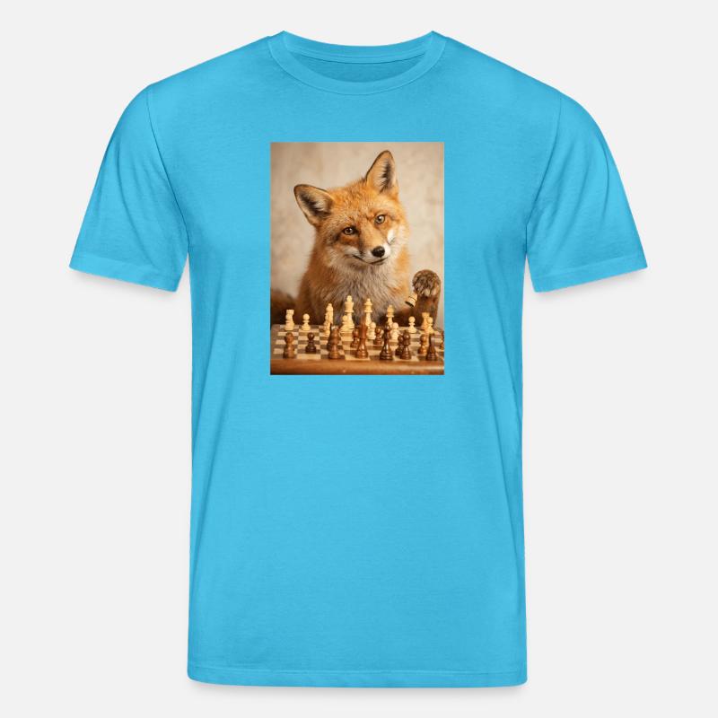 Fox playing chess - Stanley/Stella CREATOR Unisex Organic T-Shirt - aqua blue