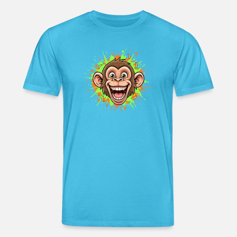 Laughing Monkey Neon Splash - Stanley/Stella CREATOR Unisex Organic T-Shirt - aqua blue