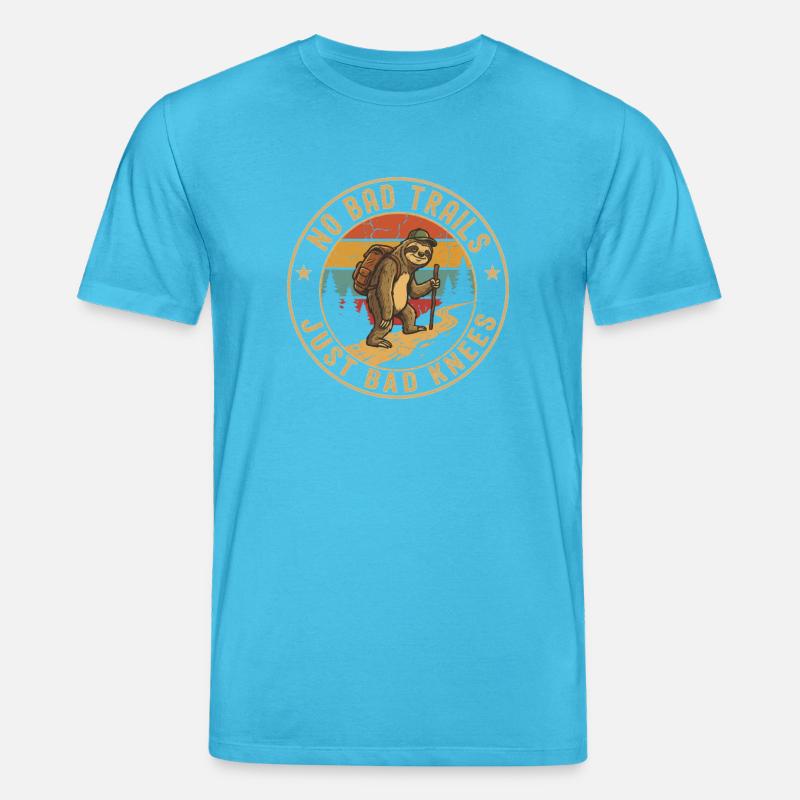 No Bad Trails Sloth Hiking Tee - Stanley/Stella Unisex Bio-T-Shirt CREATOR - Aquablau