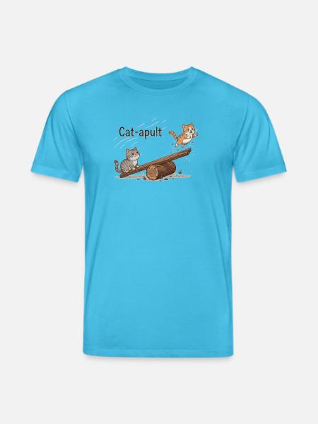 Catapult Cat Adventure - Stanley/Stella CREATOR Unisex Organic T-Shirt - aqua blue