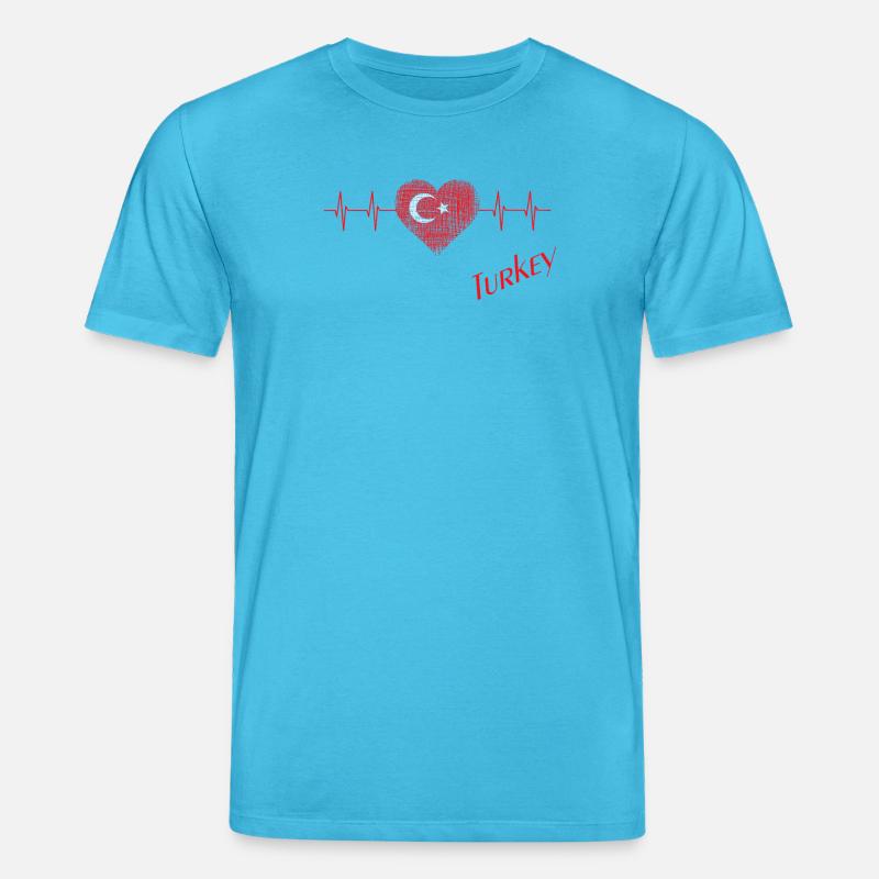 Cœur turc avec drapeau et ECG - T-shirt bio CREATOR Stanley/Stella Unisexe - bleu aqua