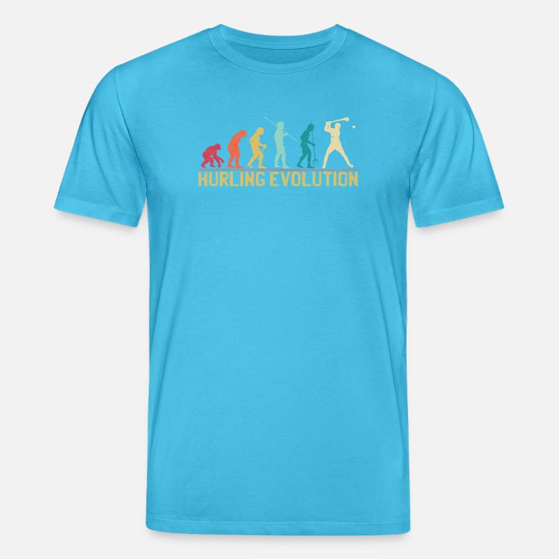 Hurling Evolution Silhouette Design - Stanley/Stella Unisex Bio-T-Shirt CREATOR  - Aquablau