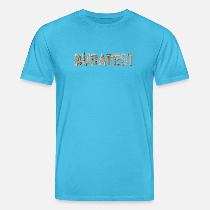 BUDAPEST – Architectural Typography Design - Stanley/Stella CREATOR Unisex Organic T-Shirt - aqua blue