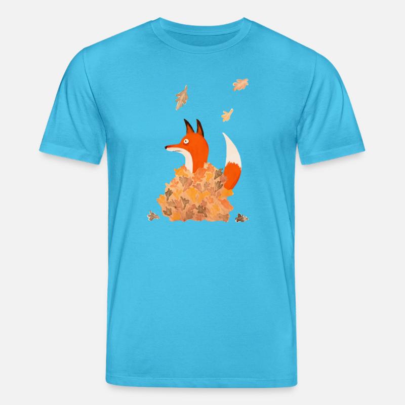 Fuchs mit Blättern - Stanley/Stella Unisex Bio-T-Shirt CREATOR  - Aquablau