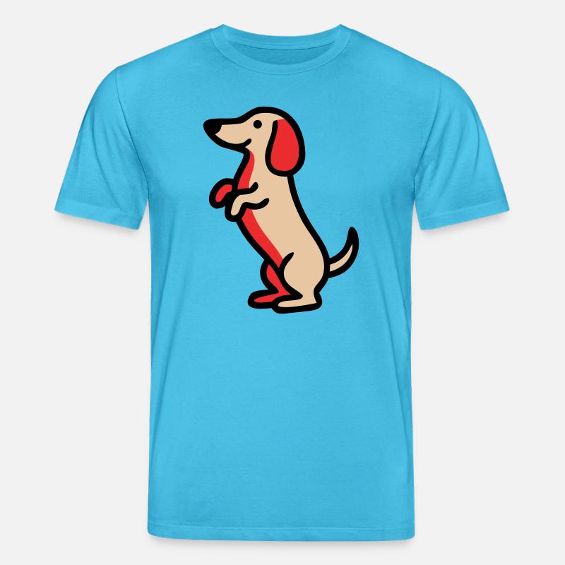 Süßer Dackel Hund Männchen Comic - Stanley/Stella Unisex Bio-T-Shirt CREATOR  - Aquablau