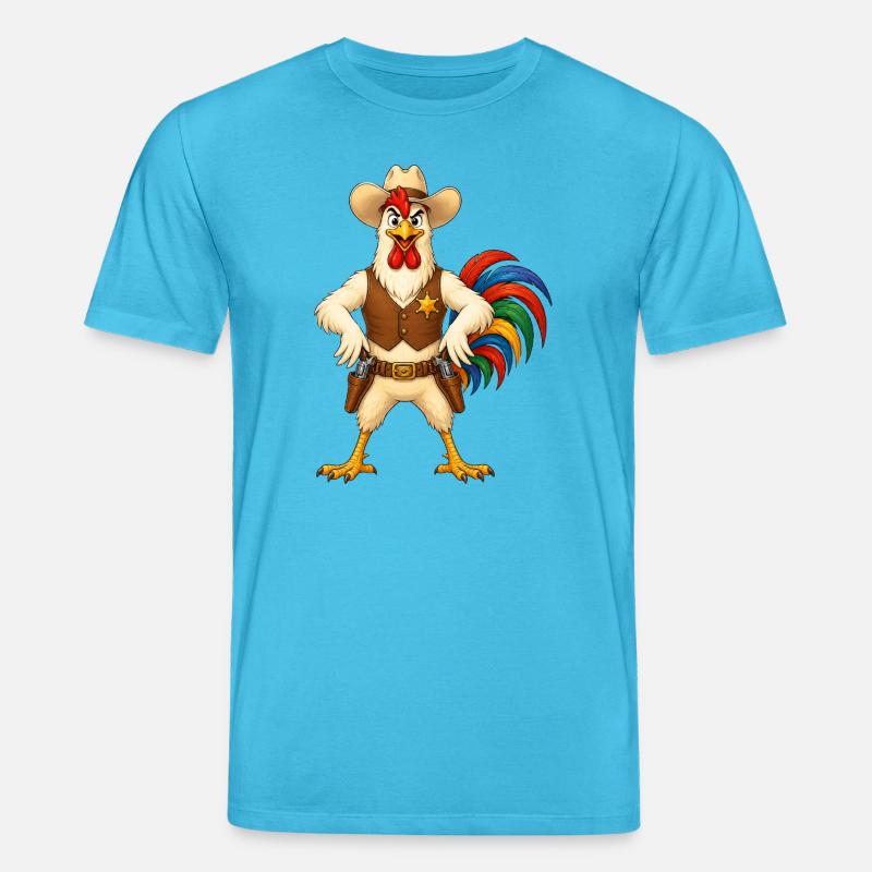 Hahn als Sheriff - Stanley/Stella Unisex Bio-T-Shirt CREATOR  - Aquablau