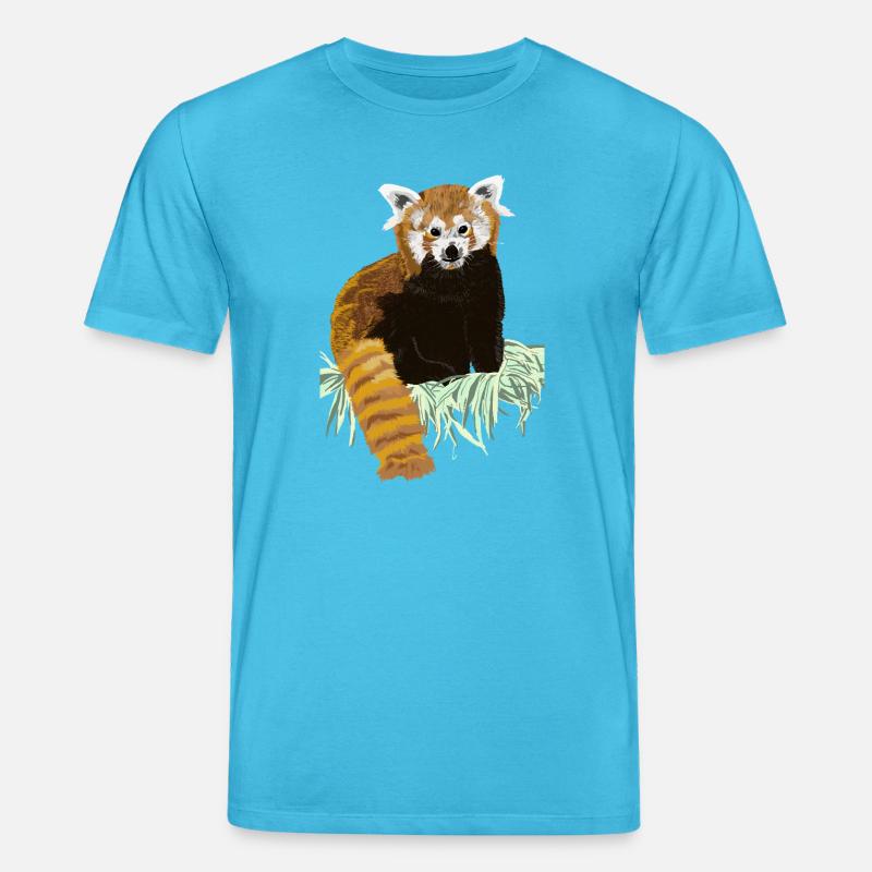 Roter Pandabaer auf Heu sitzend - Stanley/Stella Unisex Bio-T-Shirt CREATOR  - Aquablau