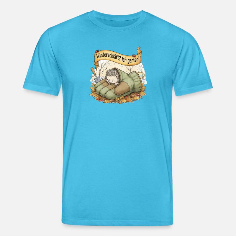 Igel schläft in Gartenhandschuh "Winterschläft? Ic - Stanley/Stella Unisex Bio-T-Shirt CREATOR  - Aquablau