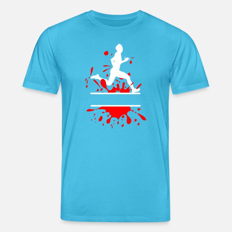 Mud Run Man – Custom Splash Runner - Stanley/Stella CREATOR Unisex Organic T-Shirt - aqua blue