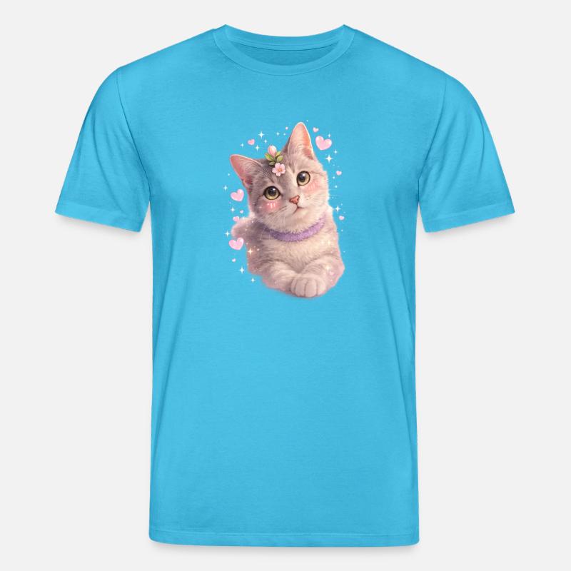 Chaton fleuri - T-shirt bio CREATOR Stanley/Stella Unisexe - bleu aqua