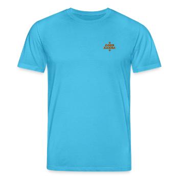 Gutes Karma bestickt - Stanley/Stella Unisex Bio-T-Shirt CREATOR  - Aquablau - Vorne - Alina (178cm) & Michal (187cm)