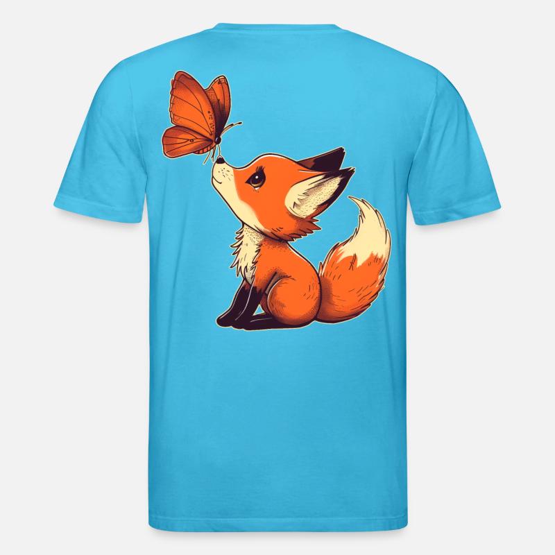 Fuchs mit Schmetterling - Stanley/Stella Unisex Bio-T-Shirt CREATOR  - Aquablau