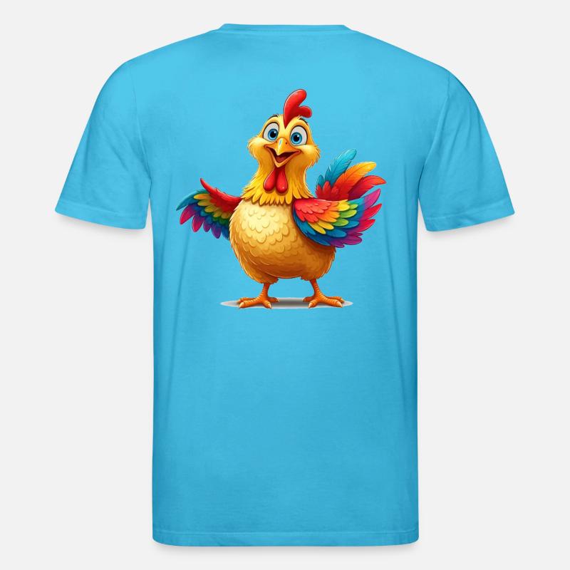 Lebendiges Regenbogenhuhn Illustration - Stanley/Stella Unisex Bio-T-Shirt CREATOR  - Aquablau