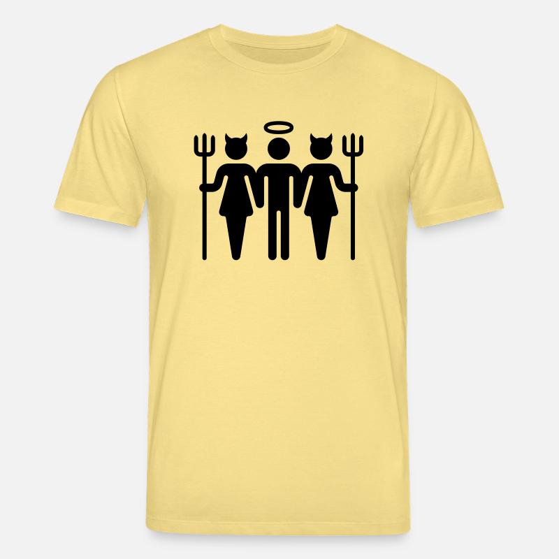 Devil-Cherub-Devil / Teufel-Engel-Teufel (M) - Stanley/Stella CREATOR Unisex Organic T-Shirt - viva yellow 