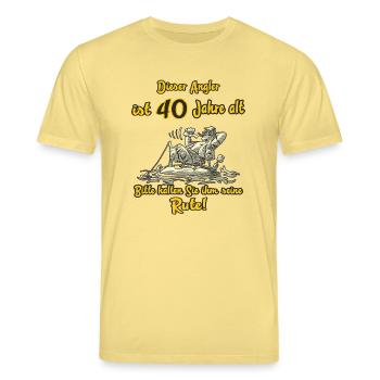 Dieser Angler ist 40 Jahre Geburtstag RAHMENLOS G - Stanley/Stella Unisex Bio-T-Shirt CREATOR  - Gelb Viva  - Vorne - Alina (178cm) & Michal (187cm)