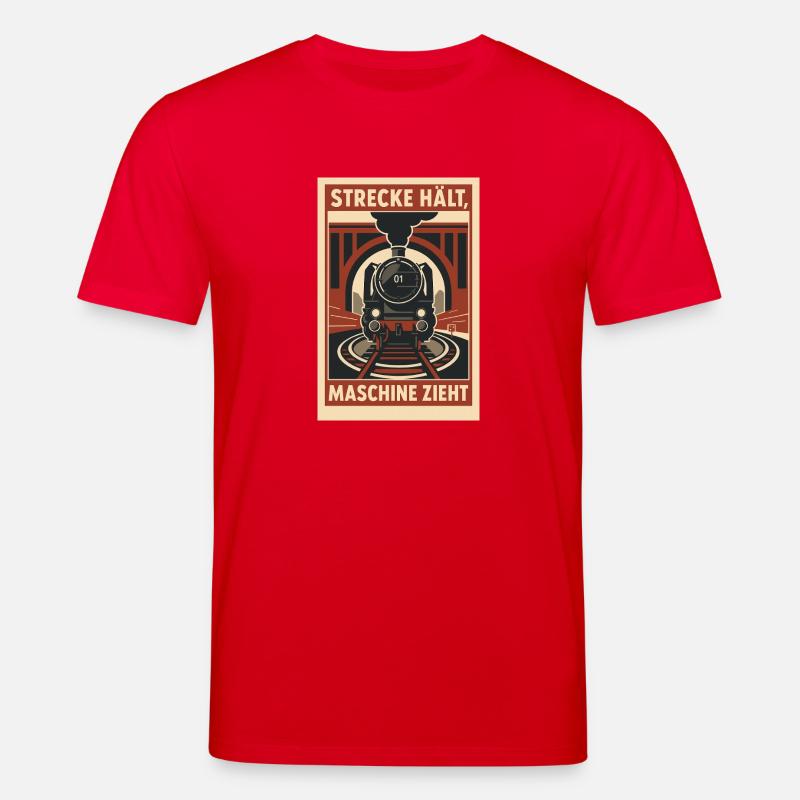 Railway Track Holds Machine Pulls - Stanley/Stella CREATOR Unisex Organic T-Shirt - red
