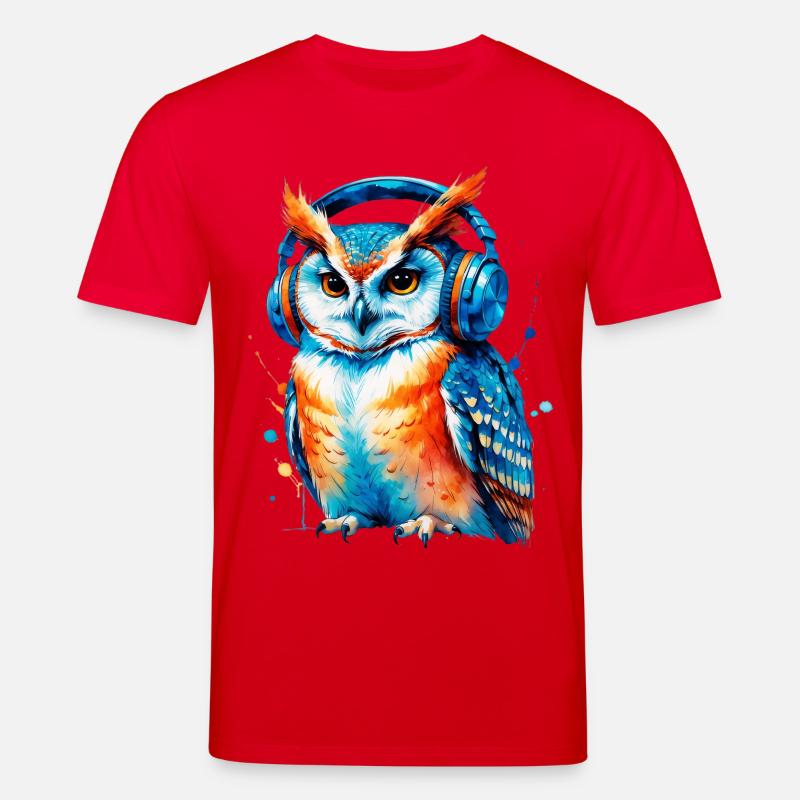 Kopfhörer Eule in Farbenspiel - Stanley/Stella Unisex Bio-T-Shirt CREATOR  - Rot