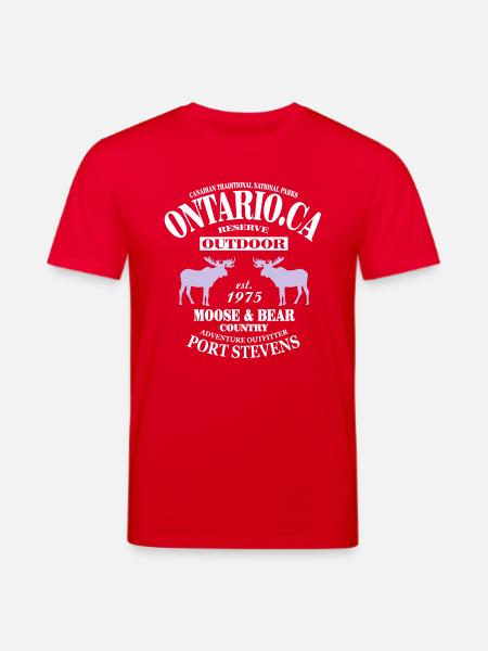 Canada - Moose & Bear Country - Ekologiczna koszulka typu unisex Stanley/Stella CREATOR  - czerwony
