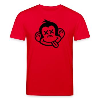 affe_crazy_smiley_aq1 - T-shirt bio CREATOR Stanley/Stella Unisexe - rouge - Devant - Alina (178cm) & Michal (187cm)