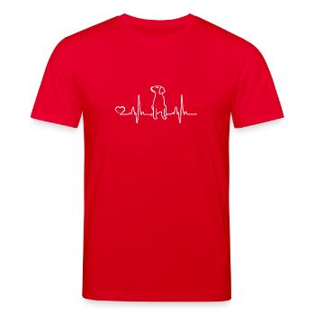 Hund - Herzschlag - Stanley/Stella Unisex Bio-T-Shirt CREATOR  - Rot - Vorne - Alina (178cm) & Michal (187cm)