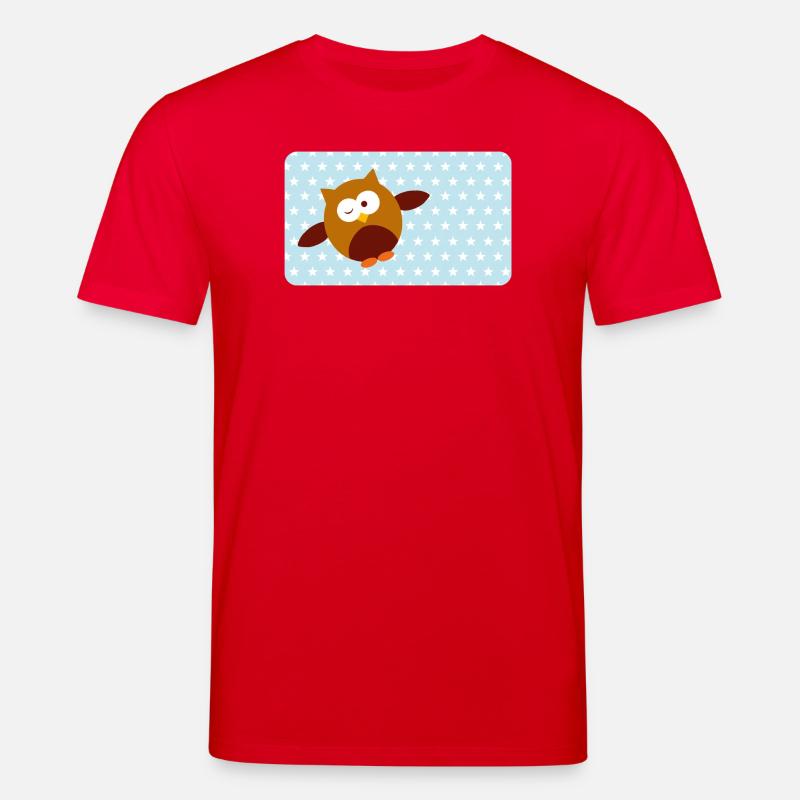 Lustige Eule mit Sternchen blau | personalisierbar - Stanley/Stella Unisex Bio-T-Shirt CREATOR  - Rot